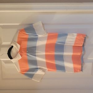 Gap white orange blue  striped polo xxl